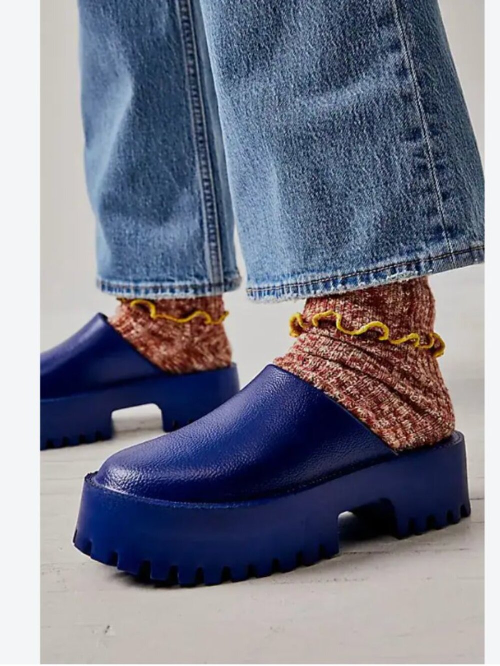 Jeffrey Campbell Clogge Clog Mules Size 9 Blue Chunky Lugsoles Colorful Retro
